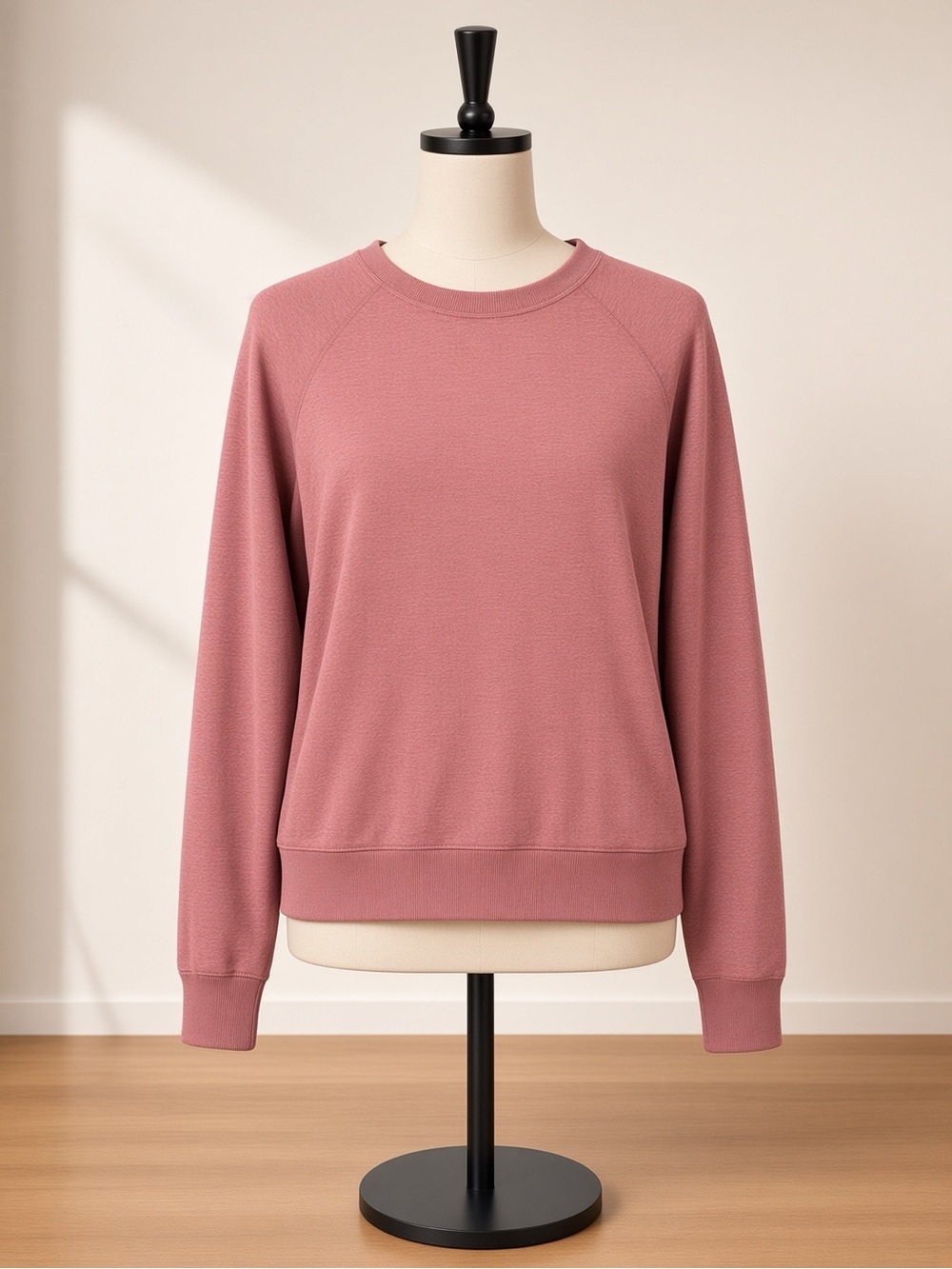 Vuori raglan crew. Dusty rose / mauve heather.